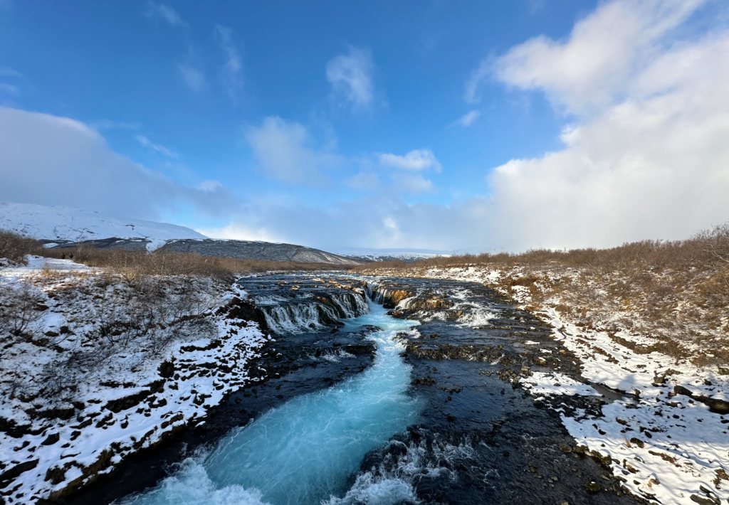 Buarfoss is Iceland's bluest waterfall, just off the Golden Circle route