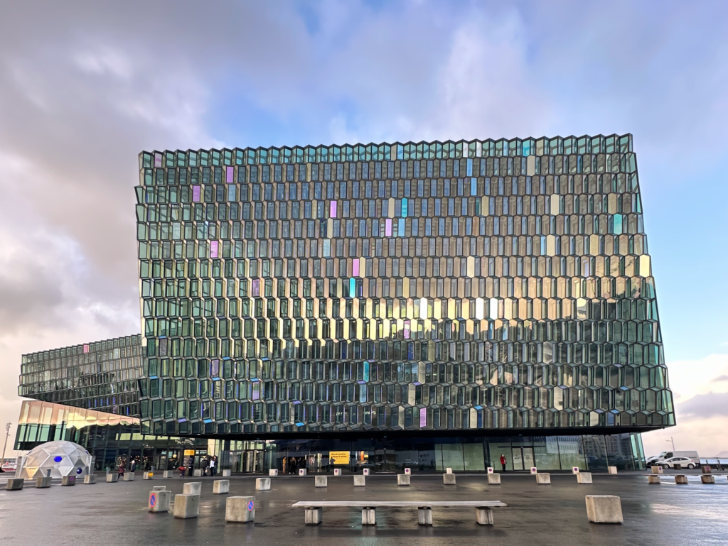 The impressive Harpa concert and conference centre in Reykjavik