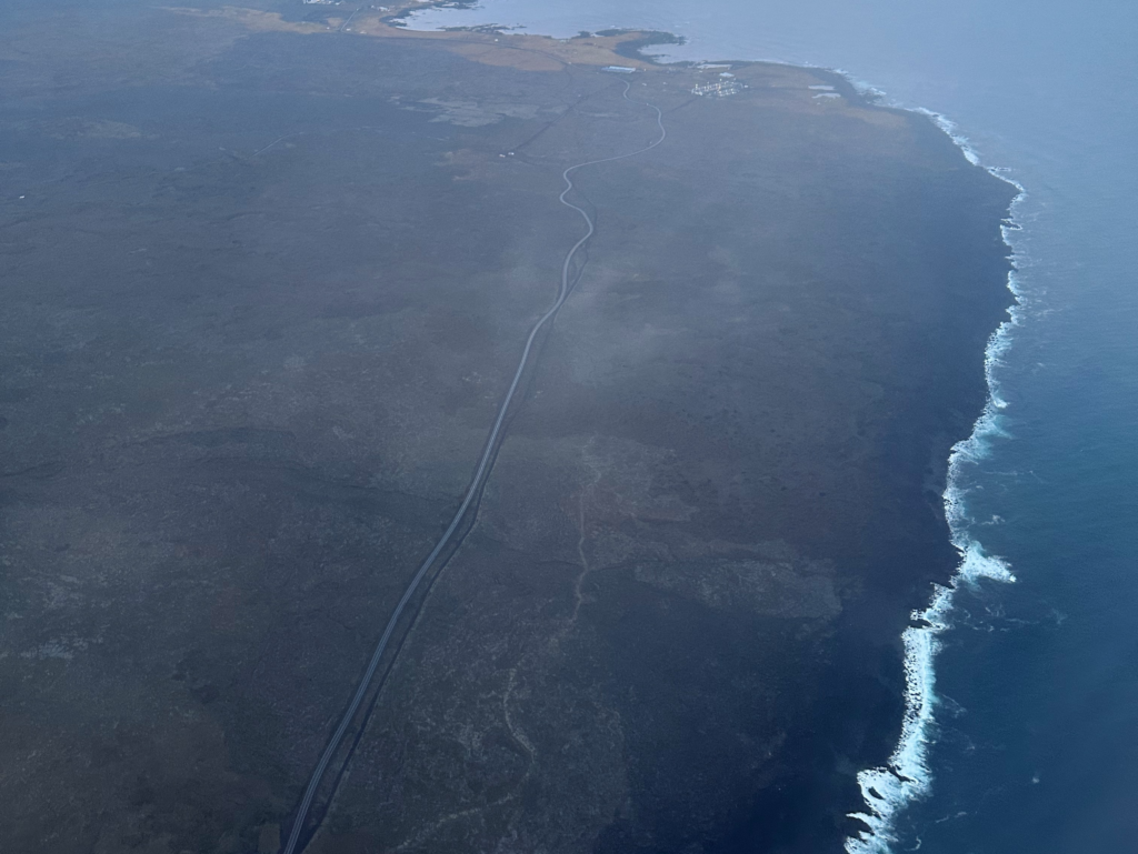 Aerial views of Iceland while on the descent to Keflavik airport 