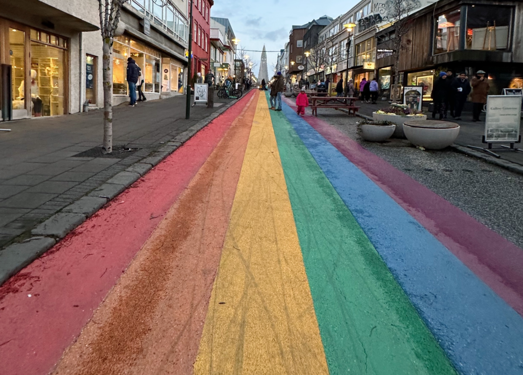 The rainbow on Skólavörðustígur, a fantastic photo opportunity when on a Reykjavik city break